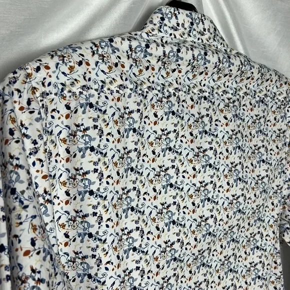 AKA Men shirt,size SM,NWT,slim fit ,100  cotton,career,white,small floral print. - Picture 8 of 16